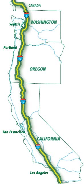 I-5 West Coast Green Highway map